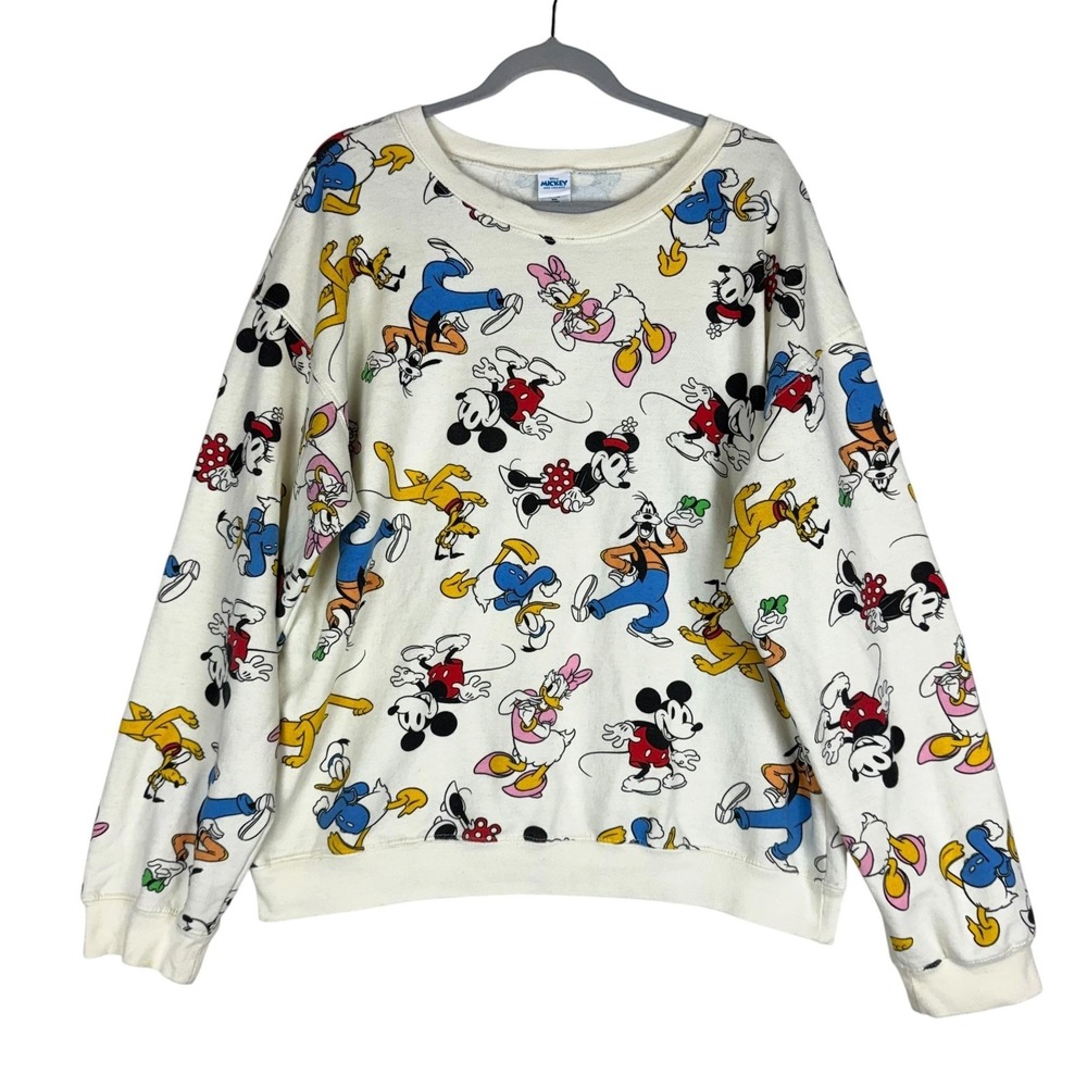 Disney Sweatshirt Kids XL Multicolor Mickey & Friends Graphic Fleece‎ Pullover